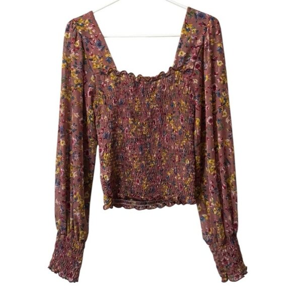 LuLu's Women Blouse Size Small Floral Crop Top Long Sleeve Stretch Sexy Party - Picture 2 of 10